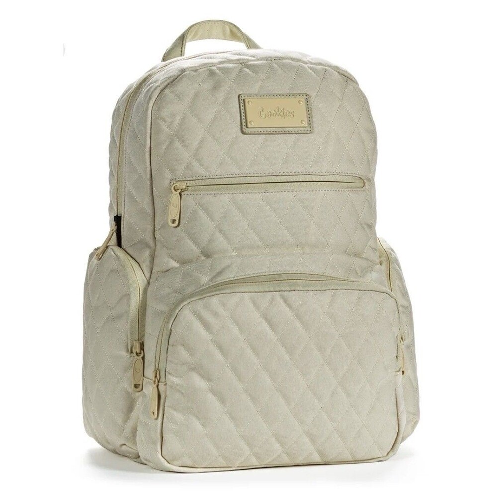 Cookies V4 Quilted Smell Proof Backpack Cream Beige New w/ Tags NWT